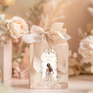 Étiquettes-cadeau Robe mariage Gown Fête des mariées florale Favoris