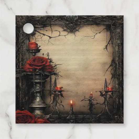 Étiquettes Cadeau Robe rouge d'Halloween aux bougies (Devant)