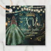 Étiquettes Cadeau Robe verte émeraude de la forêt enchantée Quinceañ (Devant)
