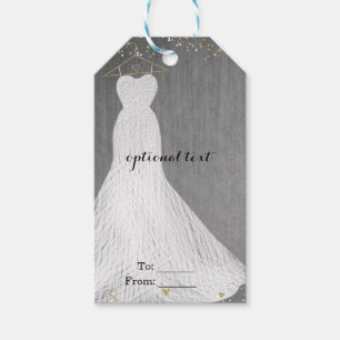 Étiquettes-cadeau Robes Blanches Crochet en Or Faveur de Fête de Mar