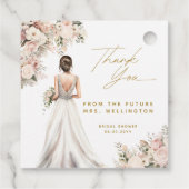 Étiquettes Cadeau Robes de mariée Brunette Fleurs Mariage Shower (Dos)