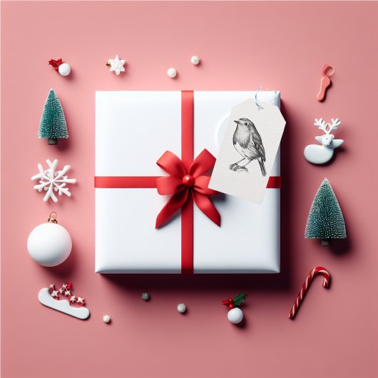 Étiquettes-cadeau Robin de Noël mignon
