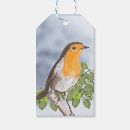 Étiquettes-cadeau Robin de Noël traditionnel et Ivy (Devant)