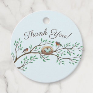 Étiquettes Cadeau Robin Oiseaux Nid Oeufs Baby shower de printemps