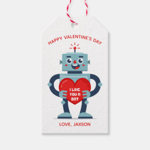 Étiquettes-cadeau Robot Coeur mignon Valentine personnalisée