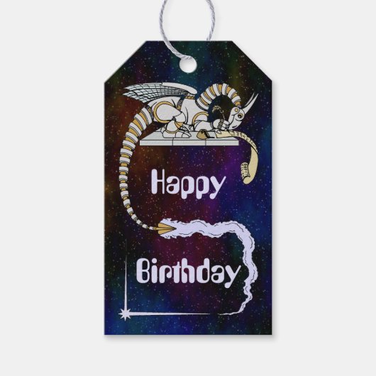 Étiquettes-cadeau Robot Dragon Ecriture dans Scroll (Devant)