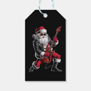 Étiquettes-cadeau Rock & Roll Noël Santa Claus Guitare Player
