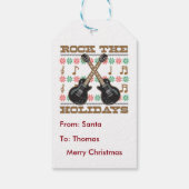 Étiquettes-cadeau Rock The Holidays Guitar laide de Noël (Dos)
