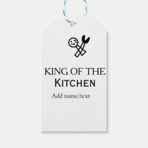Étiquettes-cadeau Roi de la cuisine chef cuisine ajouter nom couronn
