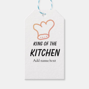Étiquettes-cadeau Roi du chef de cuisine cuisine ajouter nom couronn
