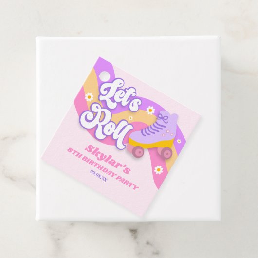 Étiquettes Cadeau Roll Roller Patinage Patinage Anniversaire (En situation)
