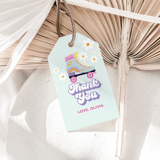 Étiquettes-cadeau Roller skate Retro Rainbow Anniversaire