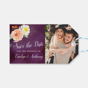 Étiquettes-cadeau Romance dans le mariage en fleurs Enregistrer la d