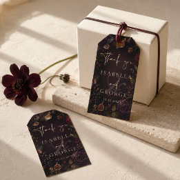 Étiquettes-cadeau Romance Enraciné Sombre Botanique Mariage Sombre