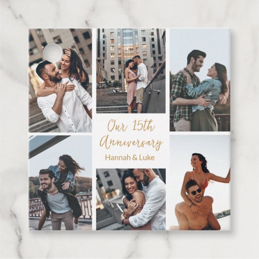 Étiquettes Cadeau Romantic Couple Photo Collage Anniversaire Fête (Devant)