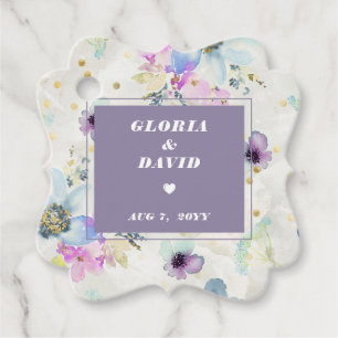 Étiquettes Cadeau Romantic Mauve Floral Carré Favoriser les étiquett