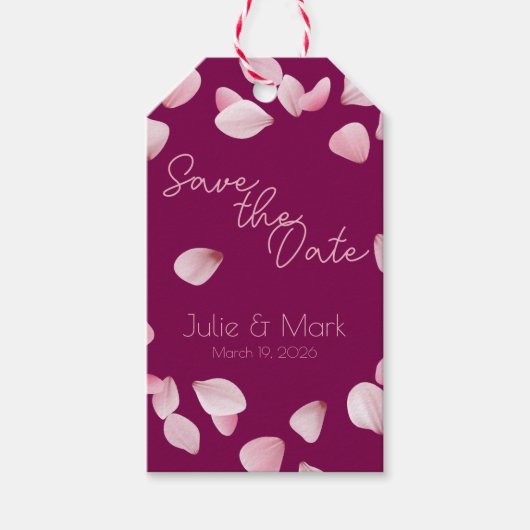 Étiquettes-cadeau Romantic Pink Petals Save the Date Wedding  (Devant)
