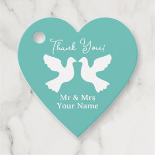 Étiquettes Cadeau Romantique amour coeur tortue colombes mariage mer