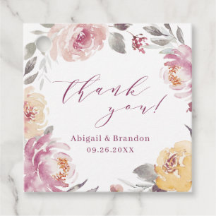 Étiquettes Cadeau Romantique mauve floral merci mariage