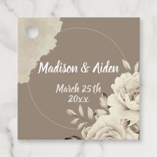 Étiquettes Cadeau Romantique Rustique Roses Blanches Fleurs mariage (Devant)