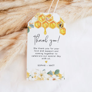 Étiquettes-cadeau ROMY Rustic White Floral Honey Bumble Bee