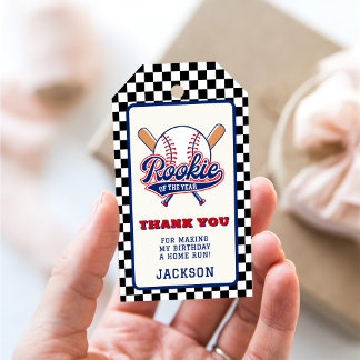 Étiquettes-cadeau Rookie De L'Année Baseball Custom Anniversaire Fêt