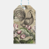 Étiquettes-cadeau Rooster Garden Flower Papillon Art (Dos)