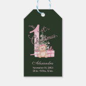 Étiquettes-cadeau Rose Bébé Premier Noël Vert (Devant)