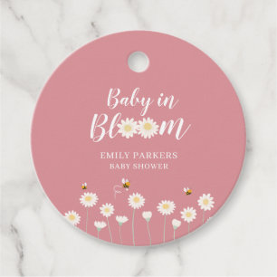 Étiquettes Cadeau Rose Bébé Simple Foncé Bébé En Fleur Douche