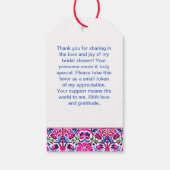 Étiquettes-cadeau Rose bleu mexicain carreaux de la douche nuptiale  (Dos)