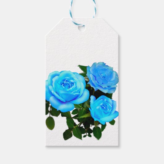 Étiquettes-cadeau Rose bleue fleurs bleues (Devant)