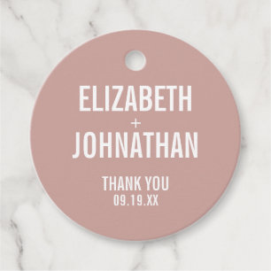 Étiquettes Cadeau Rose Boho simple Typographie Mariage Merci