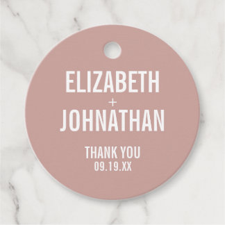 Étiquettes Cadeau Rose Boho simple Typographie Mariage Merci