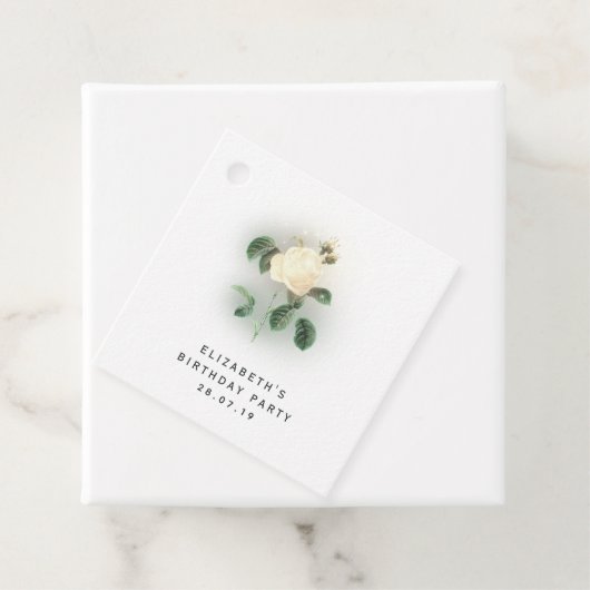 Étiquettes Cadeau Rose couleur Pastel Pearl et Damask (En situation)