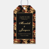 Étiquettes-cadeau Rose crâne gothique Mariage noir Merci (Devant)