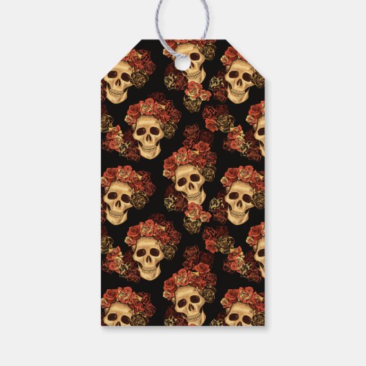 Étiquettes-cadeau Rose crâne gothique Mariage noir Merci (Dos)