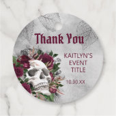 Étiquettes Cadeau Rose crâne gris Merci (Dos)