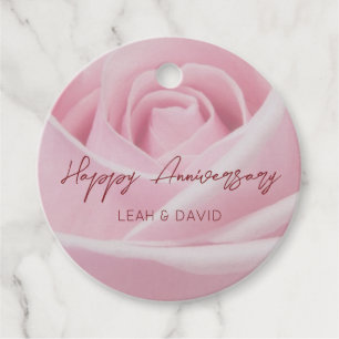 Étiquettes Cadeau Rose d'anniversaire heureux personnalisé