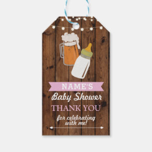 Étiquettes-cadeau Rose de bière de fille de brassage de baby shower