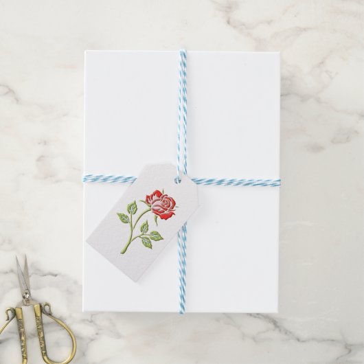 Étiquettes-cadeau Rose de couleur simple (Avec de laficelle)