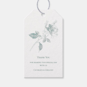 Étiquettes-cadeau Rose de la ligne d'art vert sauge Merci Mariage