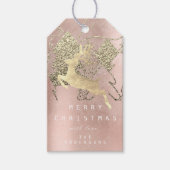 Étiquettes-cadeau Rose de vacances Gold Noël Reindeer Arbre en métal (Devant)