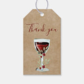 Étiquettes-cadeau Rose de vin rouge rustique Aquarelle Merci (Devant)