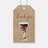 Étiquettes-cadeau Rose de vin rouge rustique Aquarelle Merci (Dos)