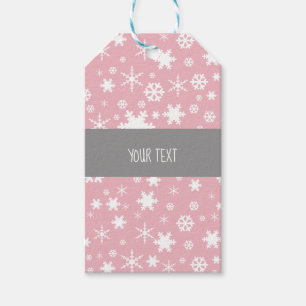 Étiquettes-cadeau Rose en pastel de Noël de motif élégant de floc