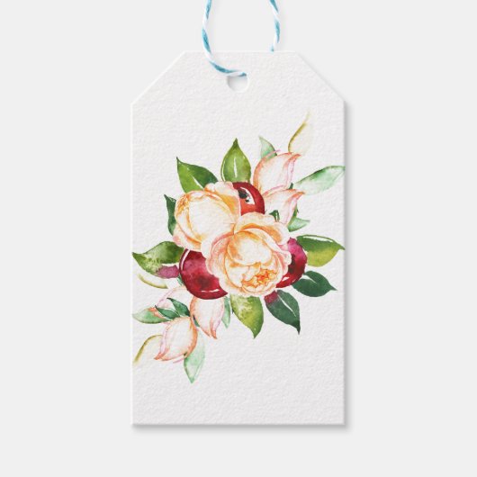 Étiquettes-cadeau Rose et Berry Mariage de tiges d'aquarelle (Devant)