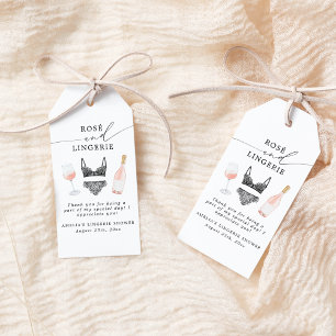 Étiquettes-cadeau Rosé et lingerie pour une baby shower
