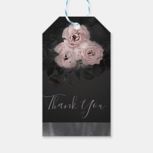 Étiquettes-cadeau Rose et Noir Moderne Glamour Floral Chic Cadeau de