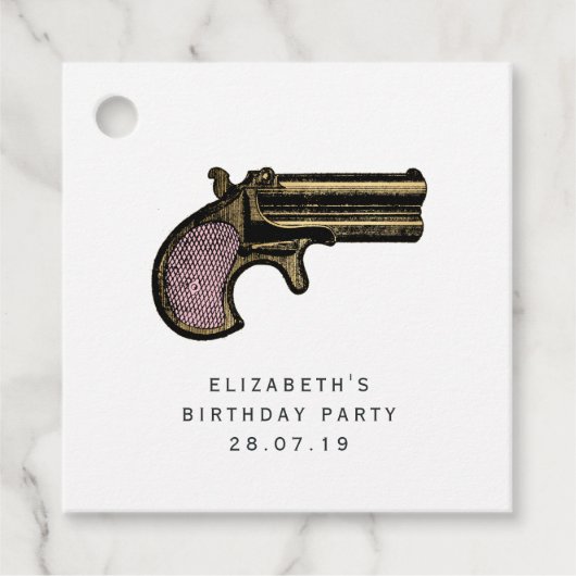 Étiquettes Cadeau Rose et Or Steampunk (Devant)