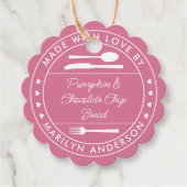 Étiquettes Cadeau Rose Fabriqué Avec Amour Alimentation Cadeau (Devant)